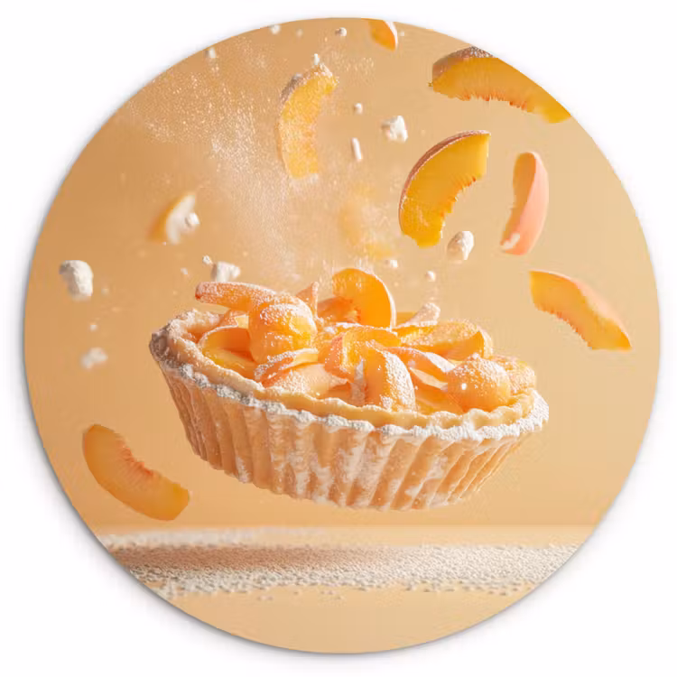 Peach - Eten - Taart - Oranje Wandcirkel kunststof plaat 5mm dik klein -3d