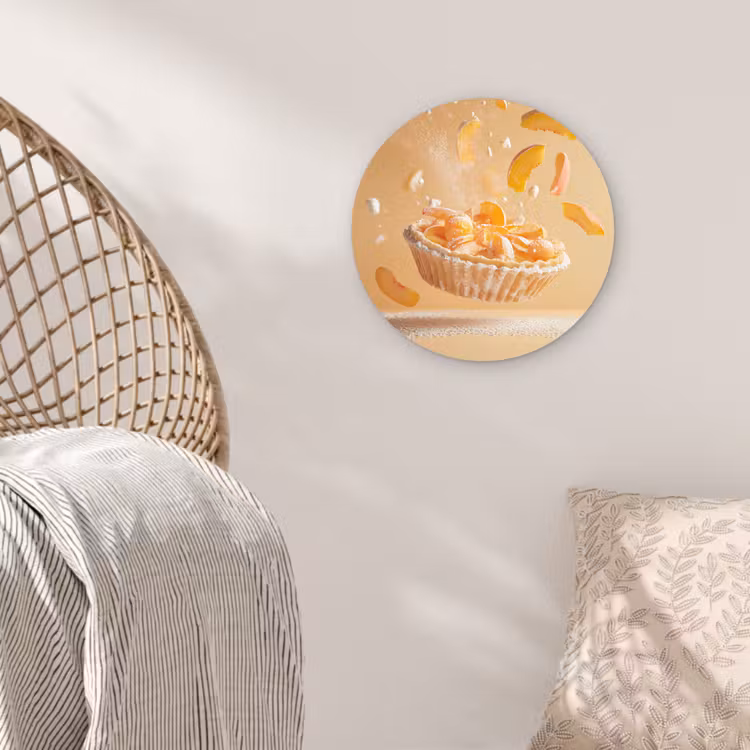 Peach - Eten - Taart - Oranje Wandcirkel kunststof plaat 5mm dik klein -sfeer5