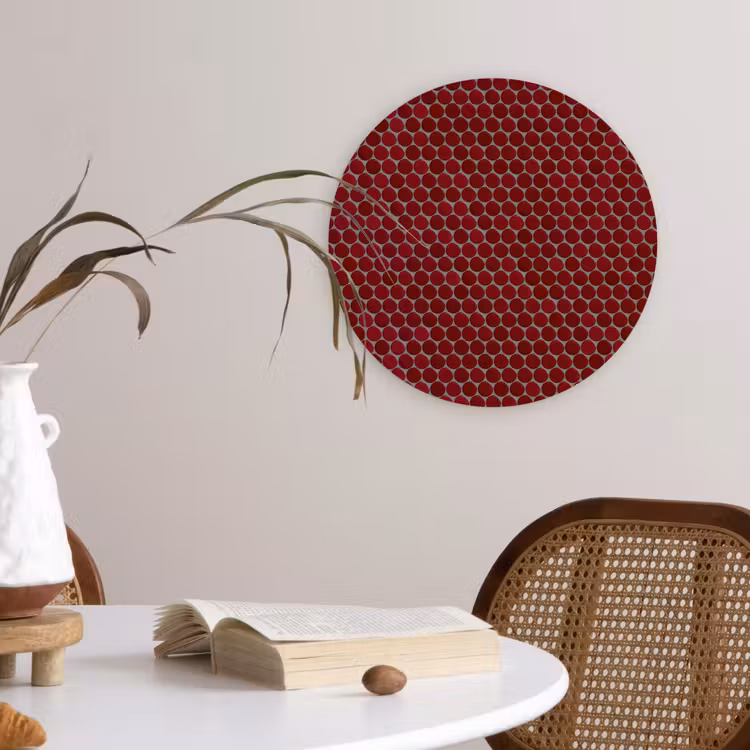 Penny - Mozaïek - Rond - Rood Wandcirkel kunststof plaat 5mm dik klein 188 -sfeer4