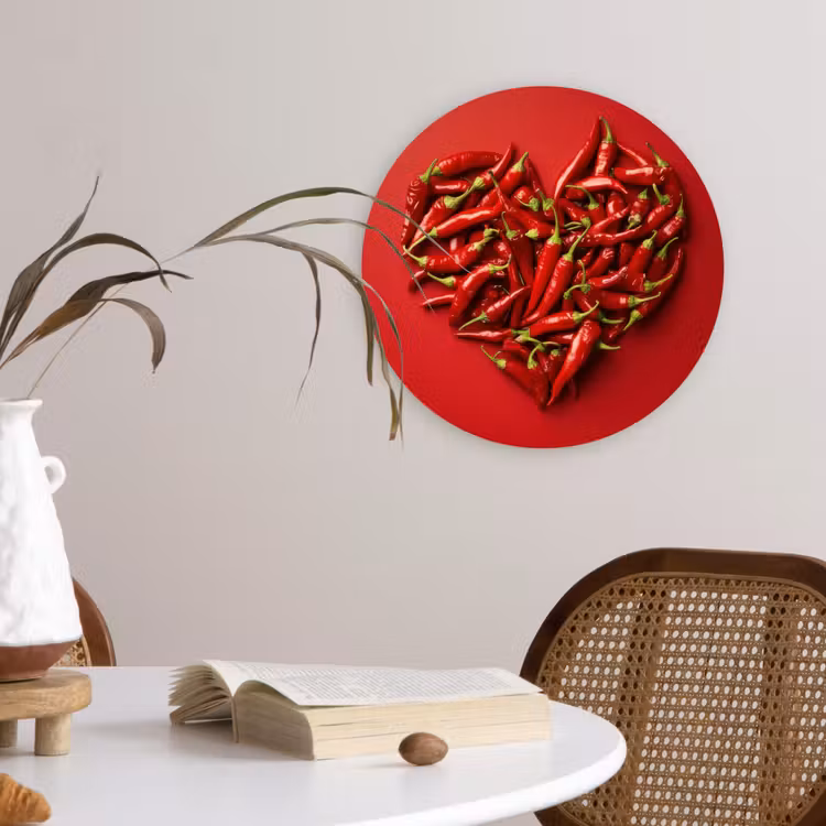 Pepers - Rood - Hart Wandcirkel kunststof plaat 5mm dik klein -sfeer4