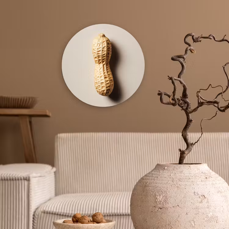 Pinda - Ruw - Beige Wandcirkel kunststof plaat 5mm dik klein -sfeer1