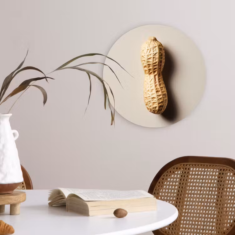 Pinda - Ruw - Beige Wandcirkel kunststof plaat 5mm dik klein -sfeer4