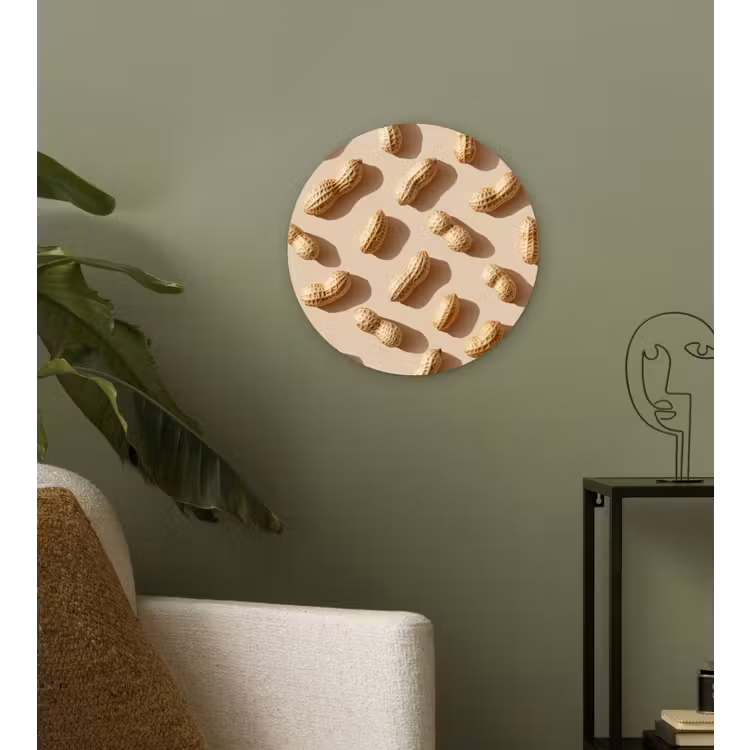 Pinda's - Patroon - Beige Wandcirkel kunststof plaat 5mm dik klein -sfeer3