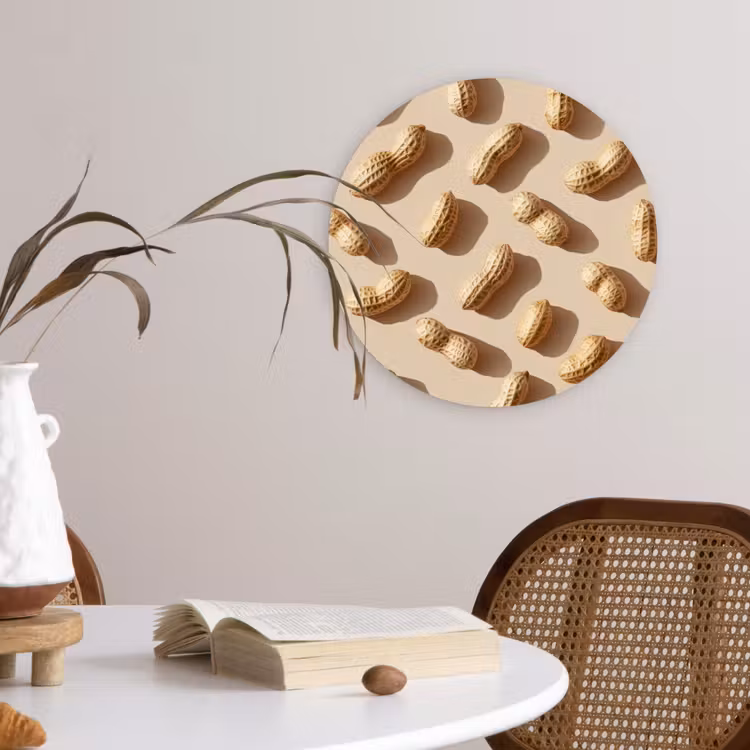 Pinda's - Patroon - Beige Wandcirkel kunststof plaat 5mm dik klein -sfeer4