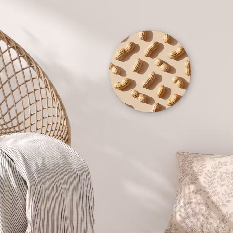 Pinda's - Patroon - Beige Wandcirkel kunststof plaat 5mm dik klein -sfeer5