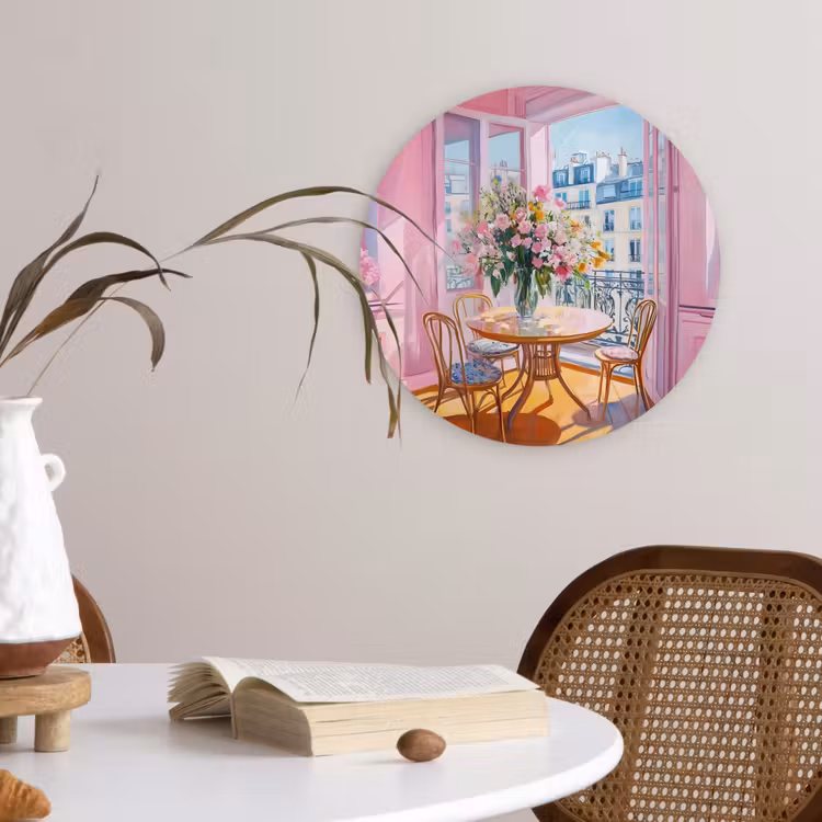Pink - City - Bloemen Wandcirkel kunststof plaat 5mm dik klein -sfeer4