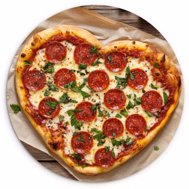 Pizza - Hart - Pepperoni - Tomaat Wandcirkel kunststof plaat 5mm dik klein -3d