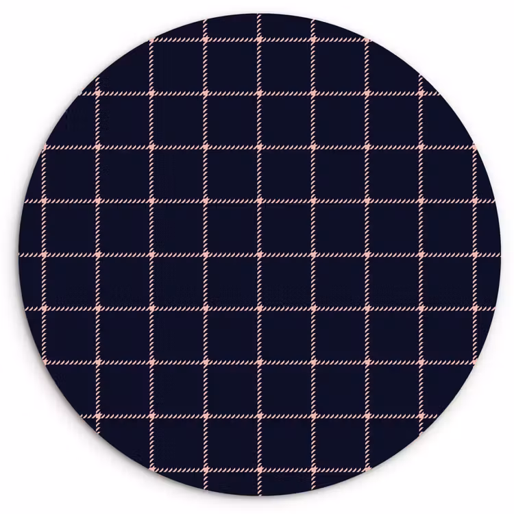 Plaid - Patroon - Blauw - Roze Wandcirkel kunststof plaat 5mm dik klein 188 -3d