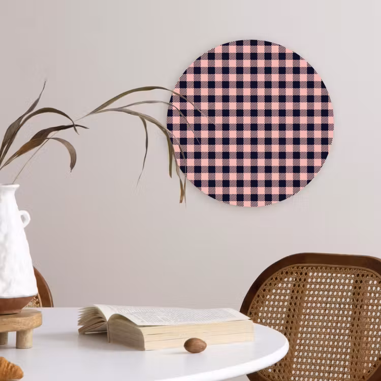 Plaid - Patroon - Roze - Zwart Wandcirkel kunststof plaat 5mm dik klein 188 -sfeer4