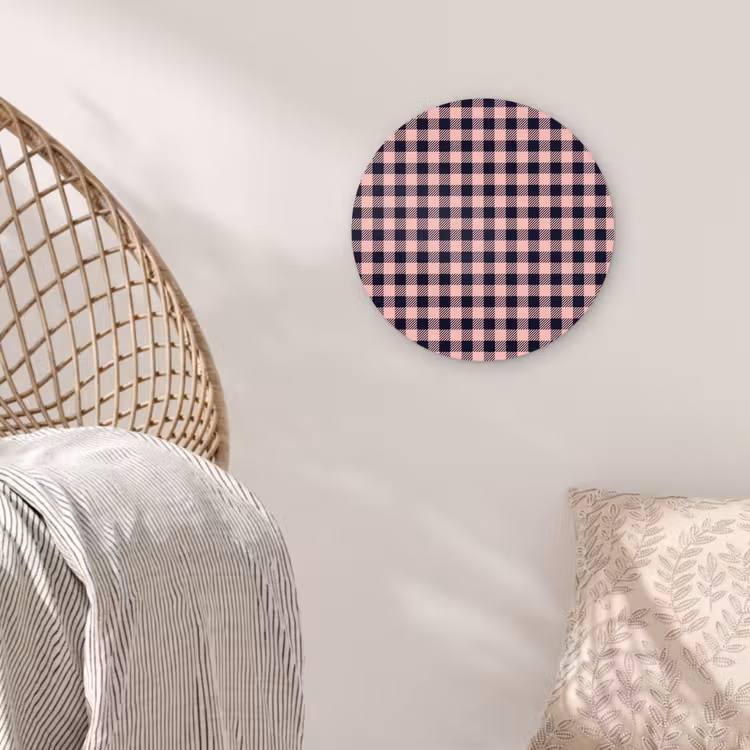 Plaid - Patroon - Roze - Zwart Wandcirkel kunststof plaat 5mm dik klein 188 -sfeer5
