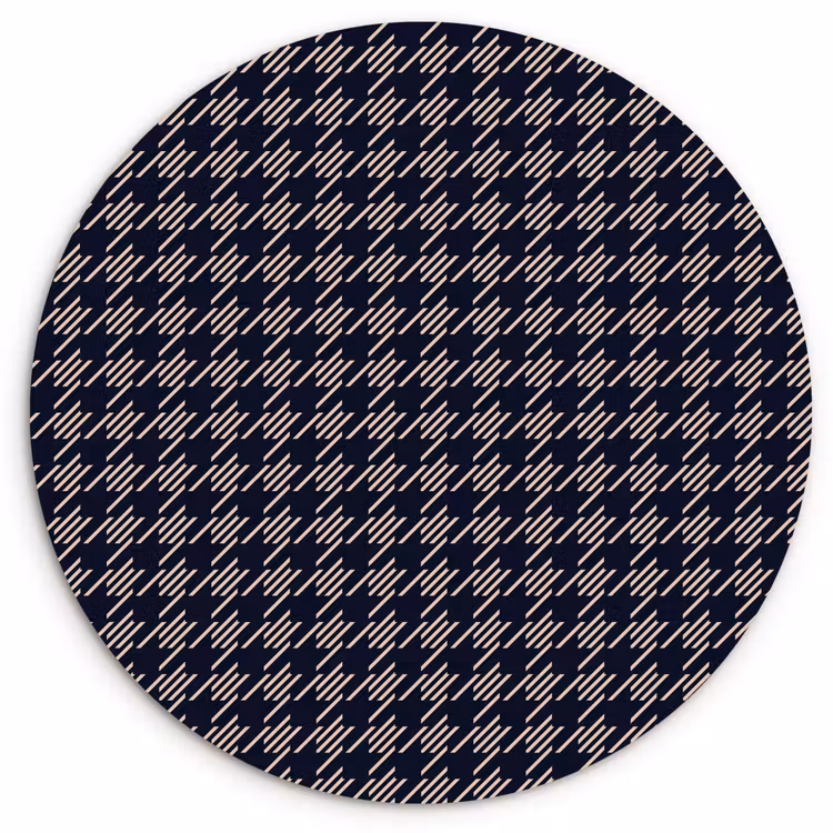Plaid - Patroon - Ruit - Blauw Wandcirkel kunststof plaat 5mm dik klein 188 -3d