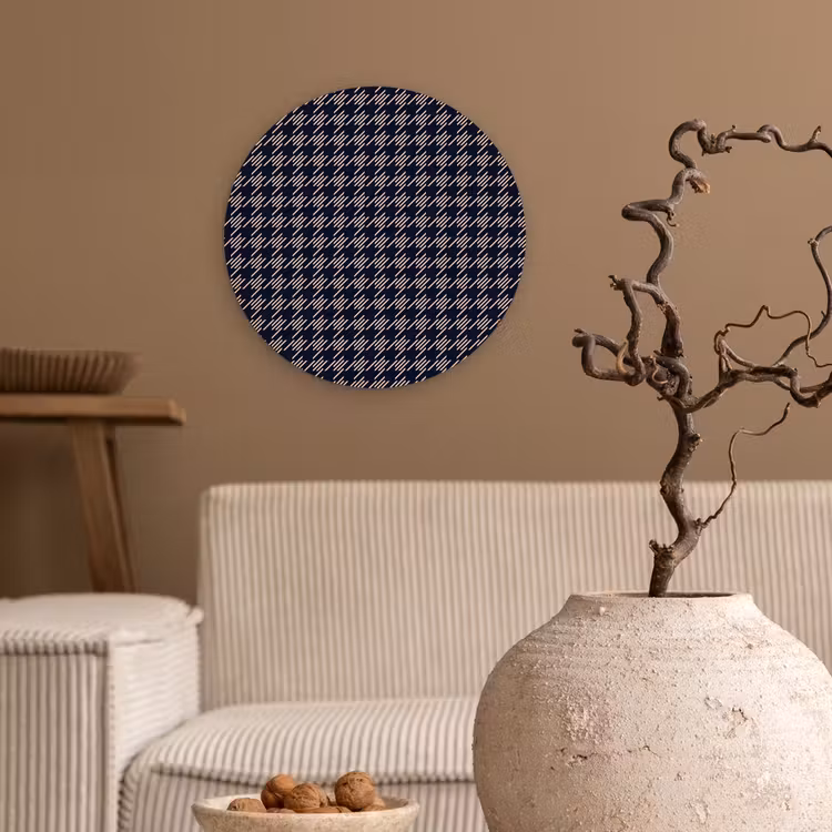 Plaid - Patroon - Ruit - Blauw Wandcirkel kunststof plaat 5mm dik klein 188 -sfeer1