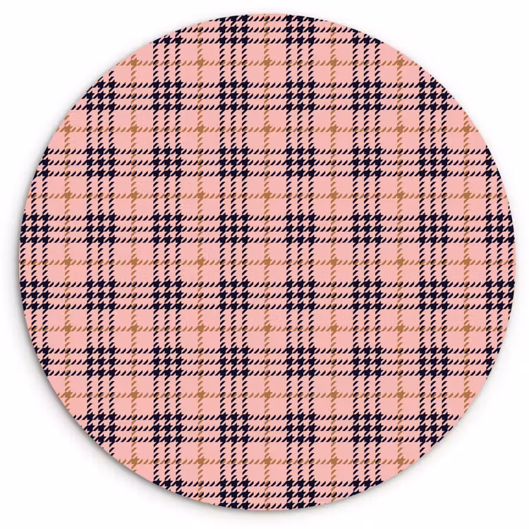Plaid - Patroon - Schotse - Roze Wandcirkel kunststof plaat 5mm dik klein 188 -3d