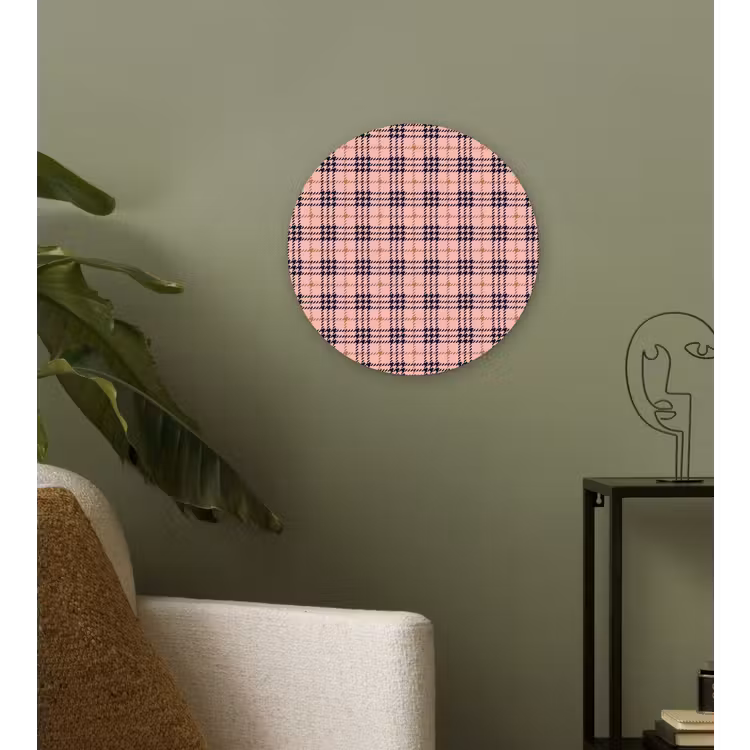 Plaid - Patroon - Schotse - Roze Wandcirkel kunststof plaat 5mm dik klein 188 -sfeer3