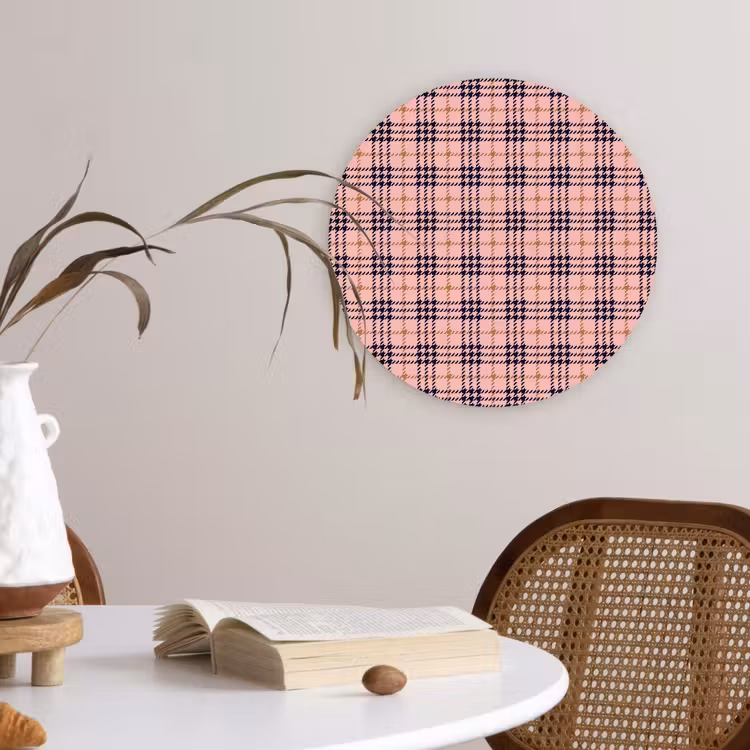 Plaid - Patroon - Schotse - Roze Wandcirkel kunststof plaat 5mm dik klein 188 -sfeer4