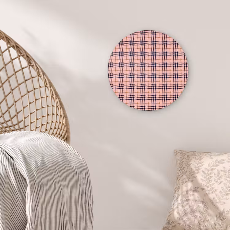 Plaid - Patroon - Schotse - Roze Wandcirkel kunststof plaat 5mm dik klein 188 -sfeer5