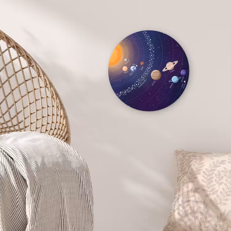 Planetenstelsel - Ruimte - Illustratie Wandcirkel kunststof plaat 5mm dik klein -sfeer5