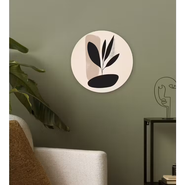 Plant - Beige - Japandi Wandcirkel kunststof plaat 5mm dik klein -sfeer3