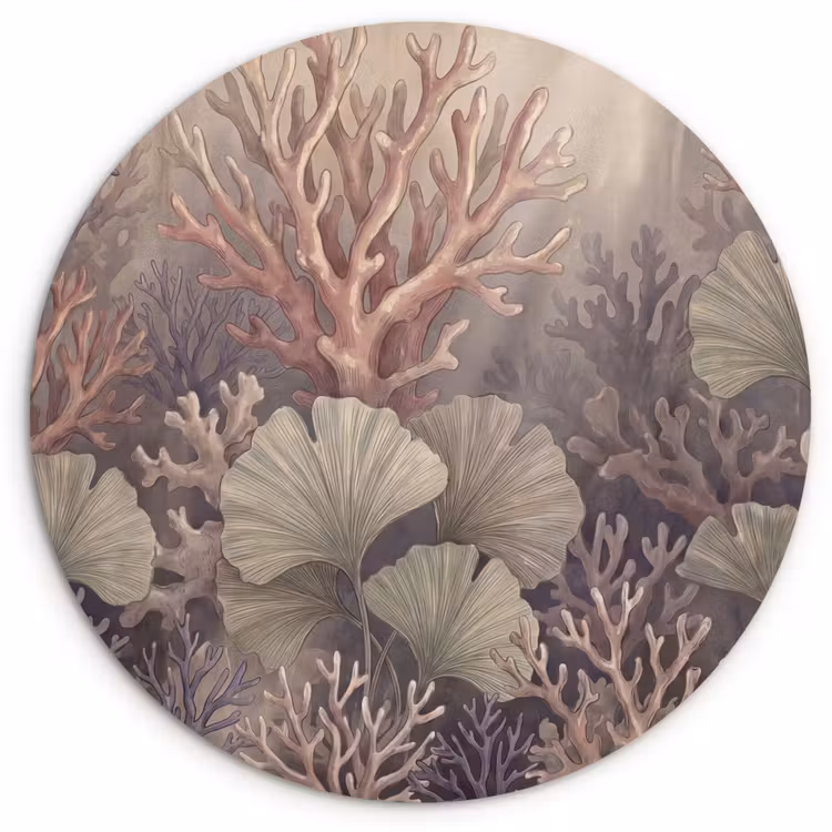 Plant - Bladeren - Zee - Illustratie - Groen Wandcirkel kunststof plaat 5mm dik klein -3d