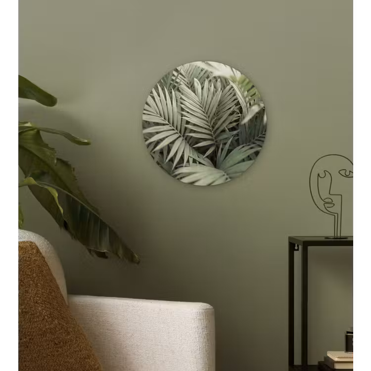 Plant - Palmbladeren - Natuur - Groen Wandcirkel kunststof plaat 5mm dik klein -sfeer3