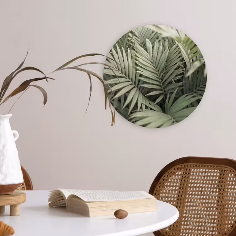 Plant - Palmbladeren - Natuur - Groen Wandcirkel kunststof plaat 5mm dik klein -sfeer4