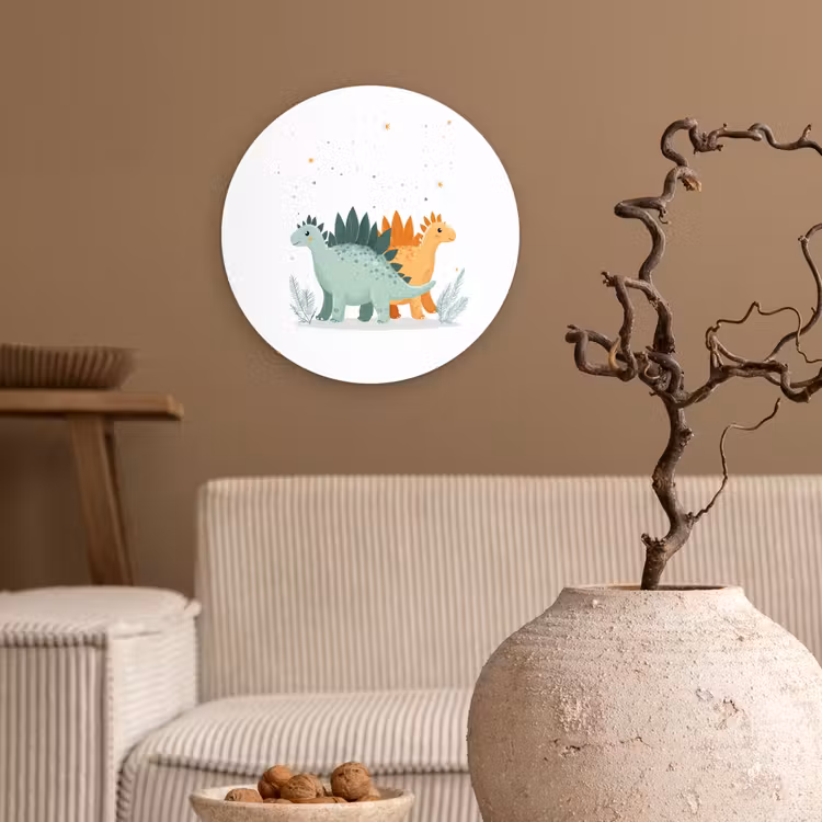 Planten - Sterren - Dinosaurussen - Oranje Wandcirkel kunststof plaat 5mm dik klein -sfeer1
