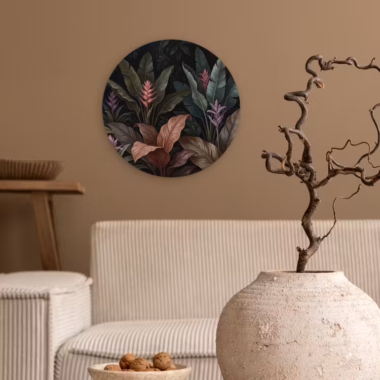 Planten - Tropisch - Jungle - Donker - Natuur Wandcirkel kunststof plaat 5mm dik klein -sfeer1