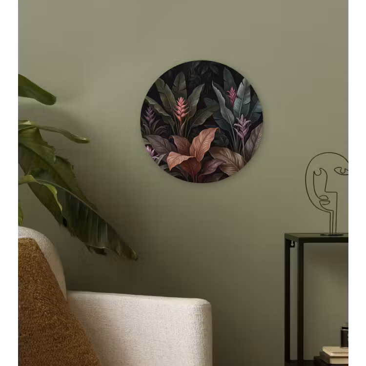 Planten - Tropisch - Jungle - Donker - Natuur Wandcirkel kunststof plaat 5mm dik klein -sfeer3