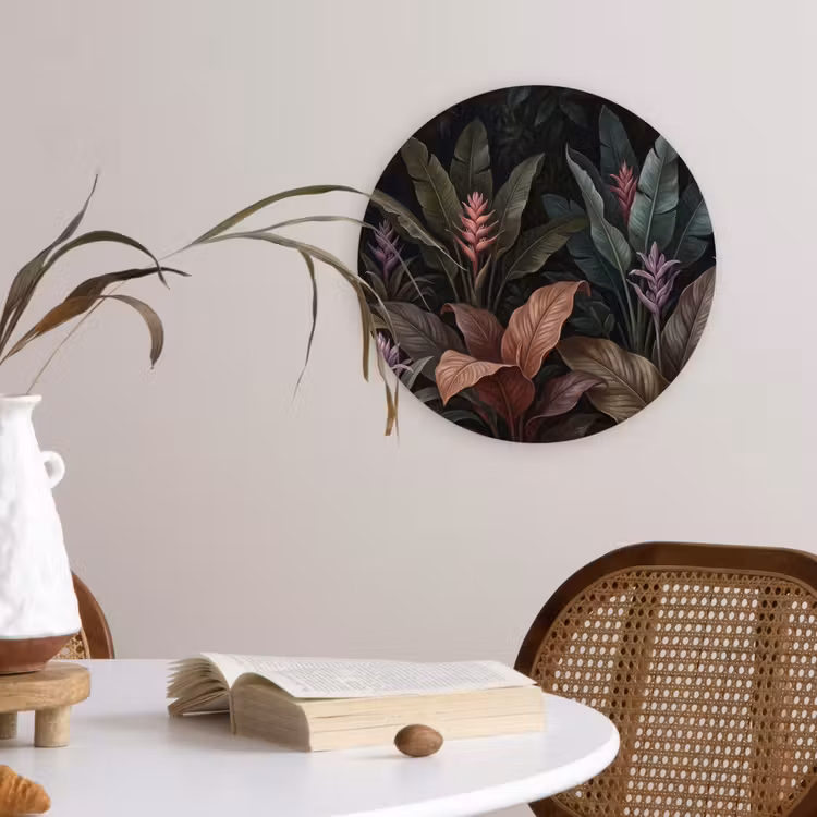 Planten - Tropisch - Jungle - Donker - Natuur Wandcirkel kunststof plaat 5mm dik klein -sfeer4