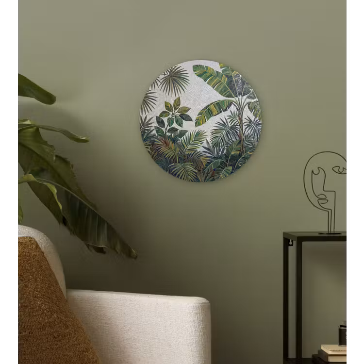 Planten - Tropisch - Mozaïek - Groen - Natuur Wandcirkel kunststof plaat 5mm dik klein -sfeer3