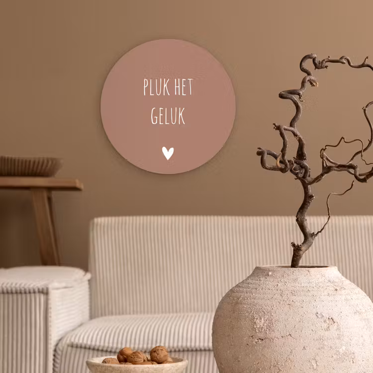 Pluk het geluk - Spreuken - Quotes Wandcirkel kunststof plaat 5mm dik klein -sfeer1