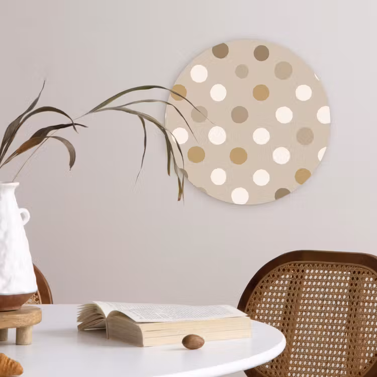 Polka - Dots - Beige Wandcirkel kunststof plaat 5mm dik klein 188 -sfeer4