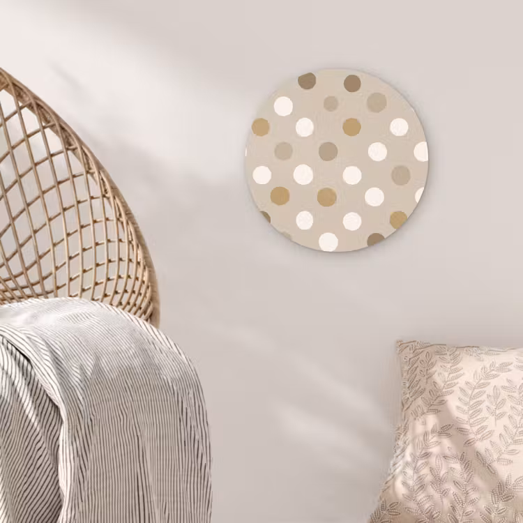 Polka - Dots - Beige Wandcirkel kunststof plaat 5mm dik klein 188 -sfeer5