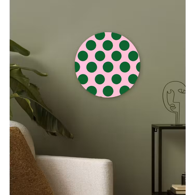 Polkadots - Patroon - Groen Wandcirkel kunststof plaat 5mm dik klein 188 -sfeer3