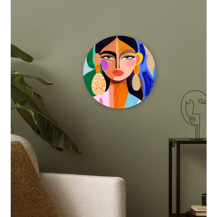 Portret - Vrouw - Modern Wandcirkel kunststof plaat 5mm dik klein -sfeer3