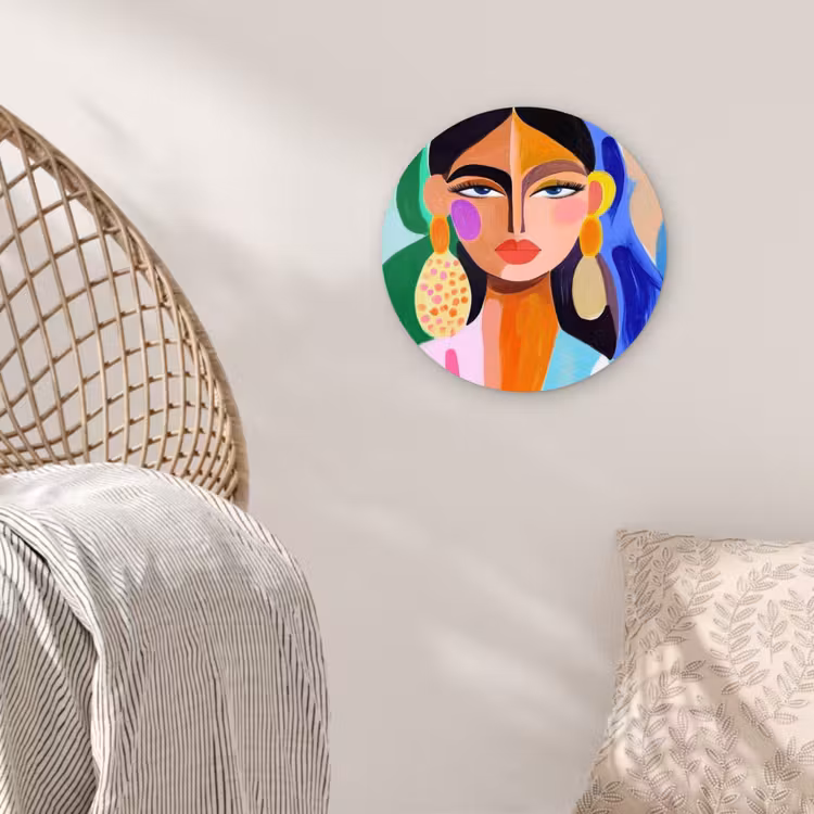 Portret - Vrouw - Modern Wandcirkel kunststof plaat 5mm dik klein -sfeer5