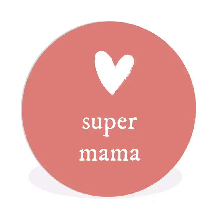 Presentje voor Moederdag super mama roze/wit Wandcirkel kunststof plaat 5mm dik klein -3d