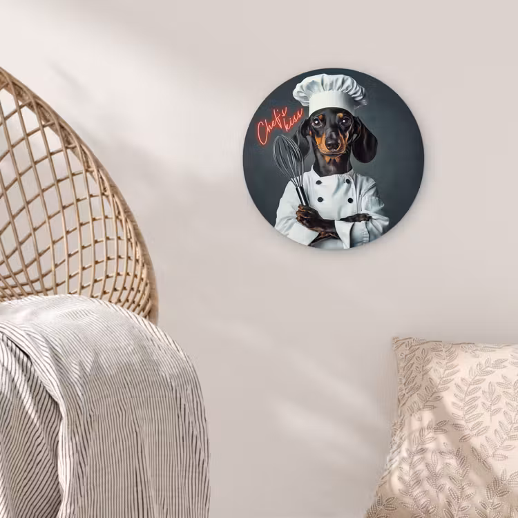 Quote - Neon - Hond - Kokskleding Wandcirkel kunststof plaat 5mm dik klein -sfeer5