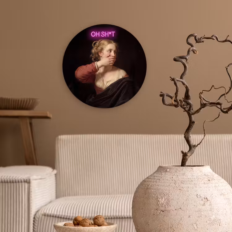 Quote - Neon - vrouw Wandcirkel kunststof plaat 5mm dik klein -sfeer1