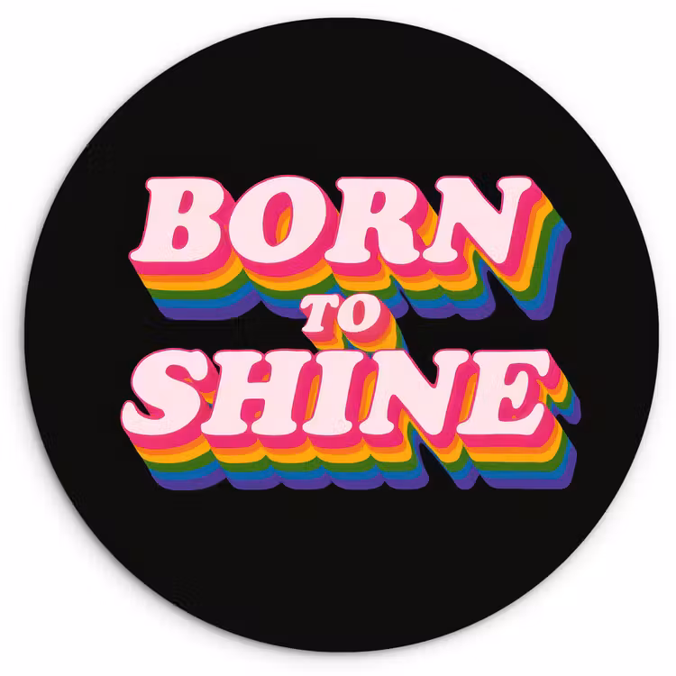 Quote - Regenboog - Roze - Zwart Wandcirkel kunststof plaat 5mm dik klein -3d