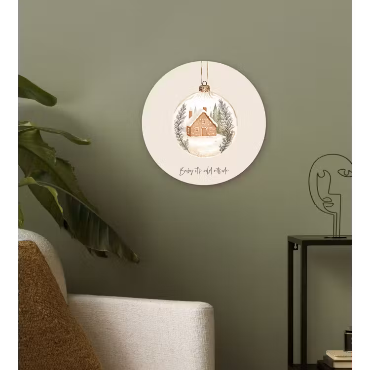 Quote - Winter - Kerst - Beige - Kerstbal Wandcirkel kunststof plaat 5mm dik klein -sfeer3