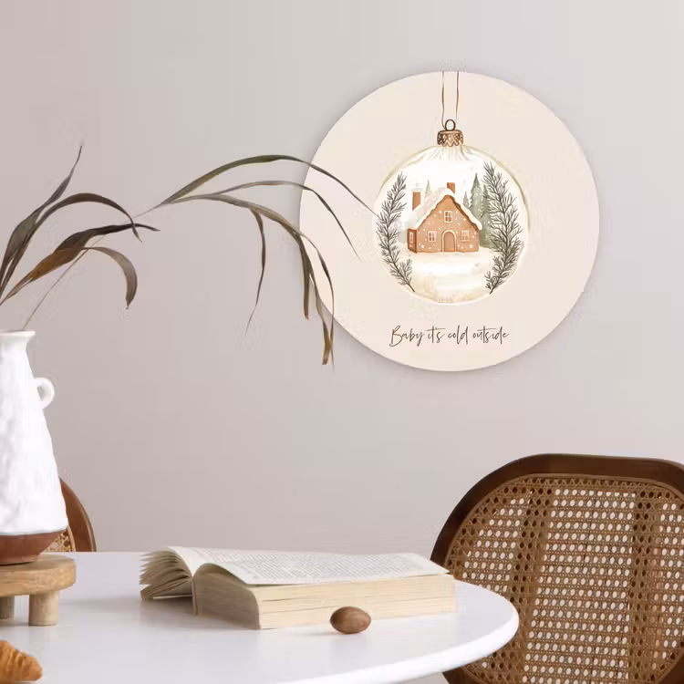 Quote - Winter - Kerst - Beige - Kerstbal Wandcirkel kunststof plaat 5mm dik klein -sfeer4