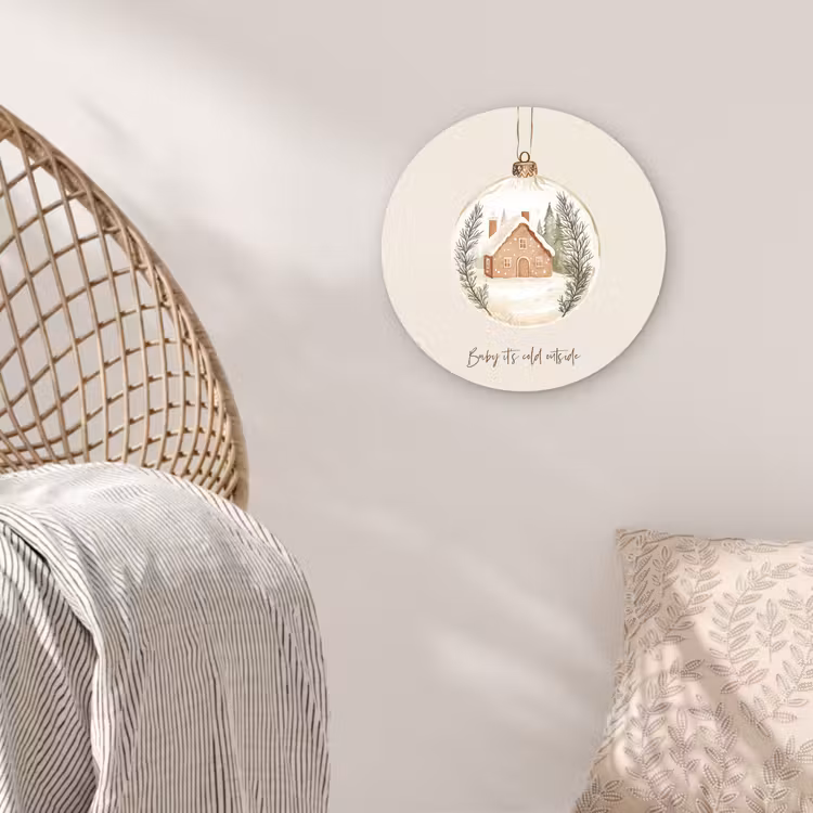Quote - Winter - Kerst - Beige - Kerstbal Wandcirkel kunststof plaat 5mm dik klein -sfeer5