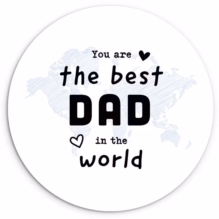Quotes - The best dad in the world - Spreuken - Papa Wandcirkel kunststof plaat 5mm dik klein -3d