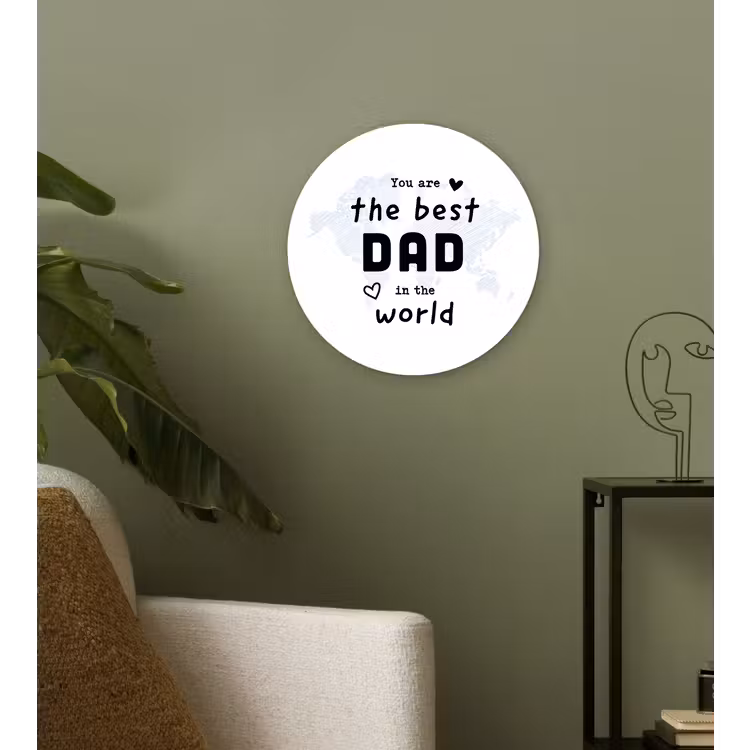 Quotes - The best dad in the world - Spreuken - Papa Wandcirkel kunststof plaat 5mm dik klein -sfeer3