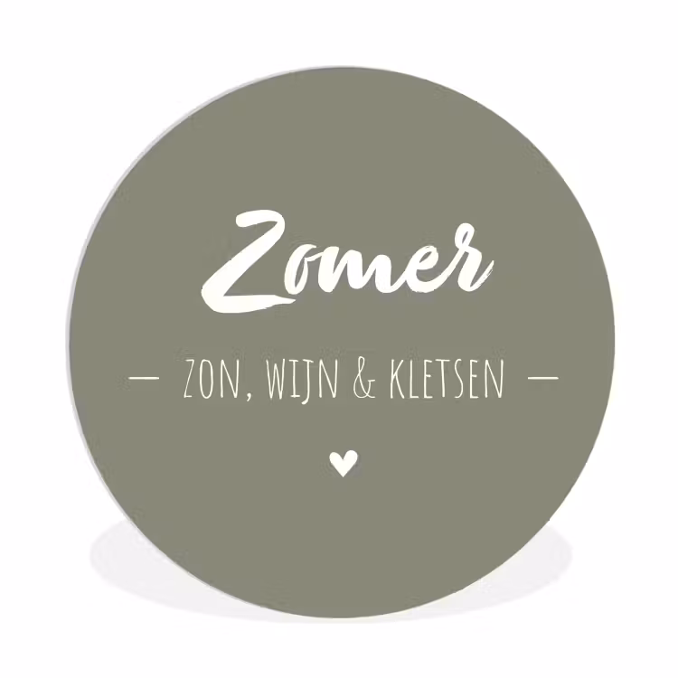 Quotes - Zomer, zon, wijn & kletsen - Tekst - Zomer Wandcirkel kunststof plaat 5mm dik klein -3d