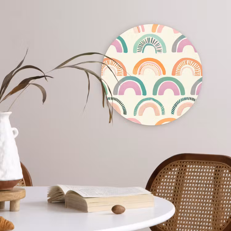 Regenboog - Pastel - Patroon Wandcirkel kunststof plaat 5mm dik klein -sfeer4