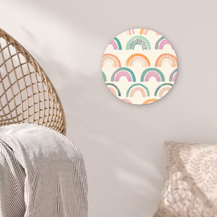 Regenboog - Pastel - Patroon Wandcirkel kunststof plaat 5mm dik klein -sfeer5