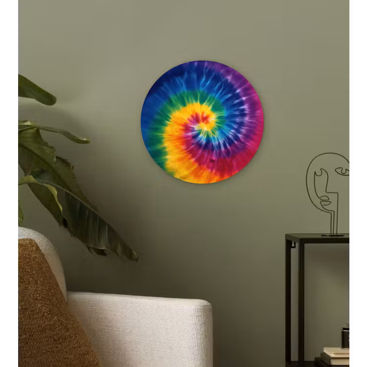 Regenboogkleuren - Spiraal - Kleurrijk Wandcirkel kunststof plaat 5mm dik klein -sfeer3