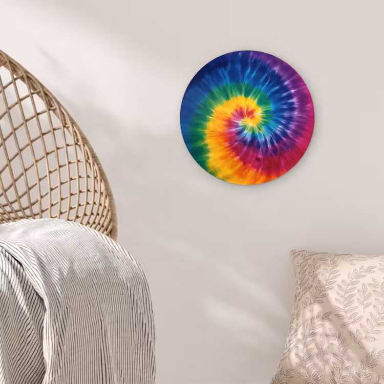 Regenboogkleuren - Spiraal - Kleurrijk Wandcirkel kunststof plaat 5mm dik klein -sfeer5